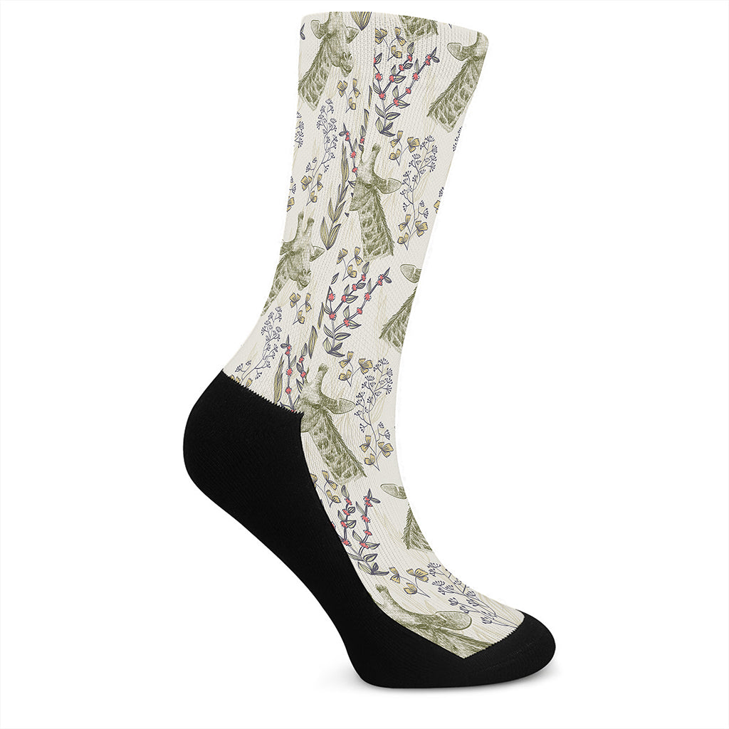 Vintage Giraffe Print Crew Socks