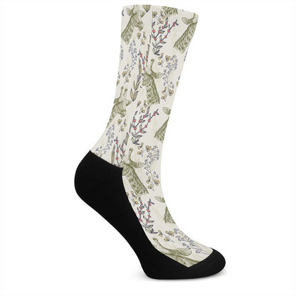 Vintage Giraffe Print Crew Socks