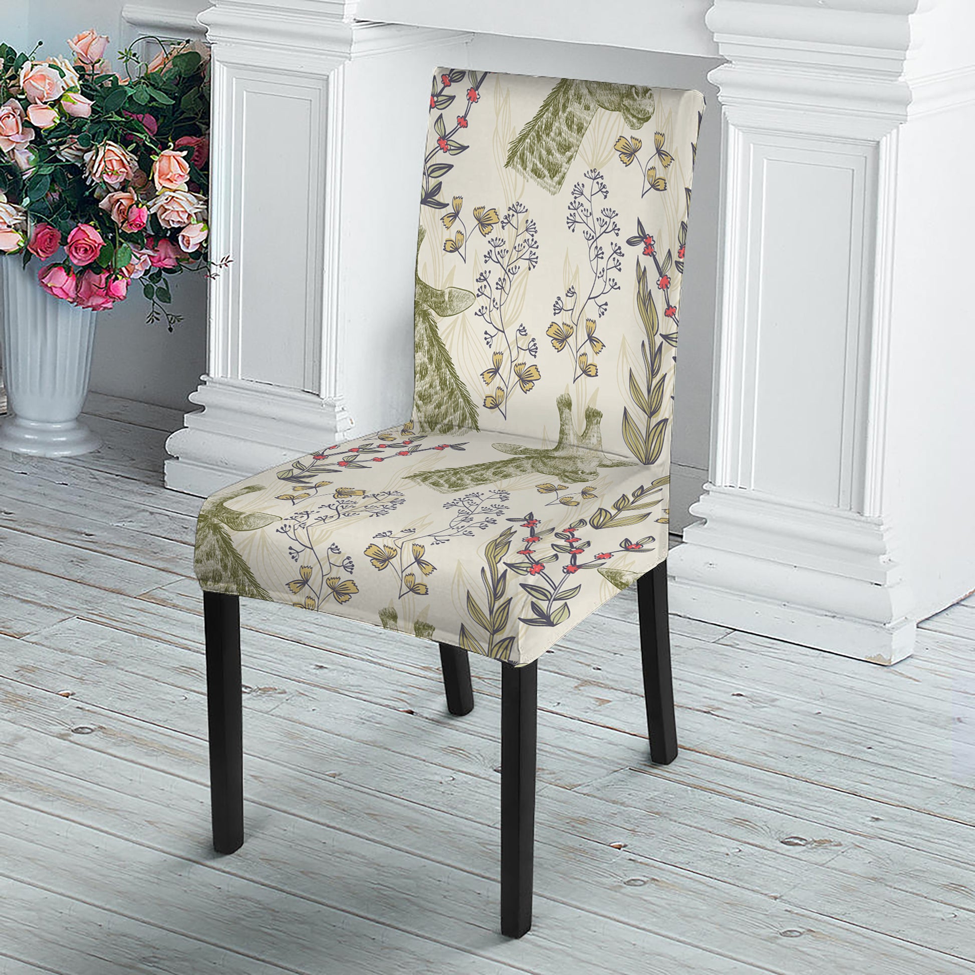 Vintage Giraffe Print Dining Chair Slipcover