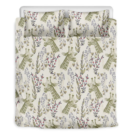 Vintage Giraffe Print Duvet Cover Bedding Set