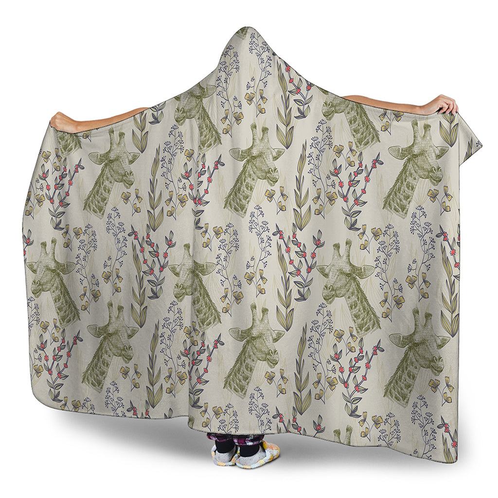 Vintage Giraffe Print Hooded Blanket