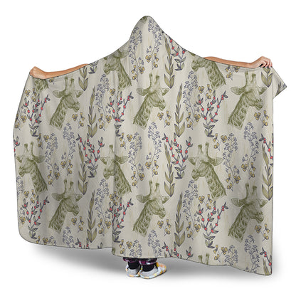 Vintage Giraffe Print Hooded Blanket