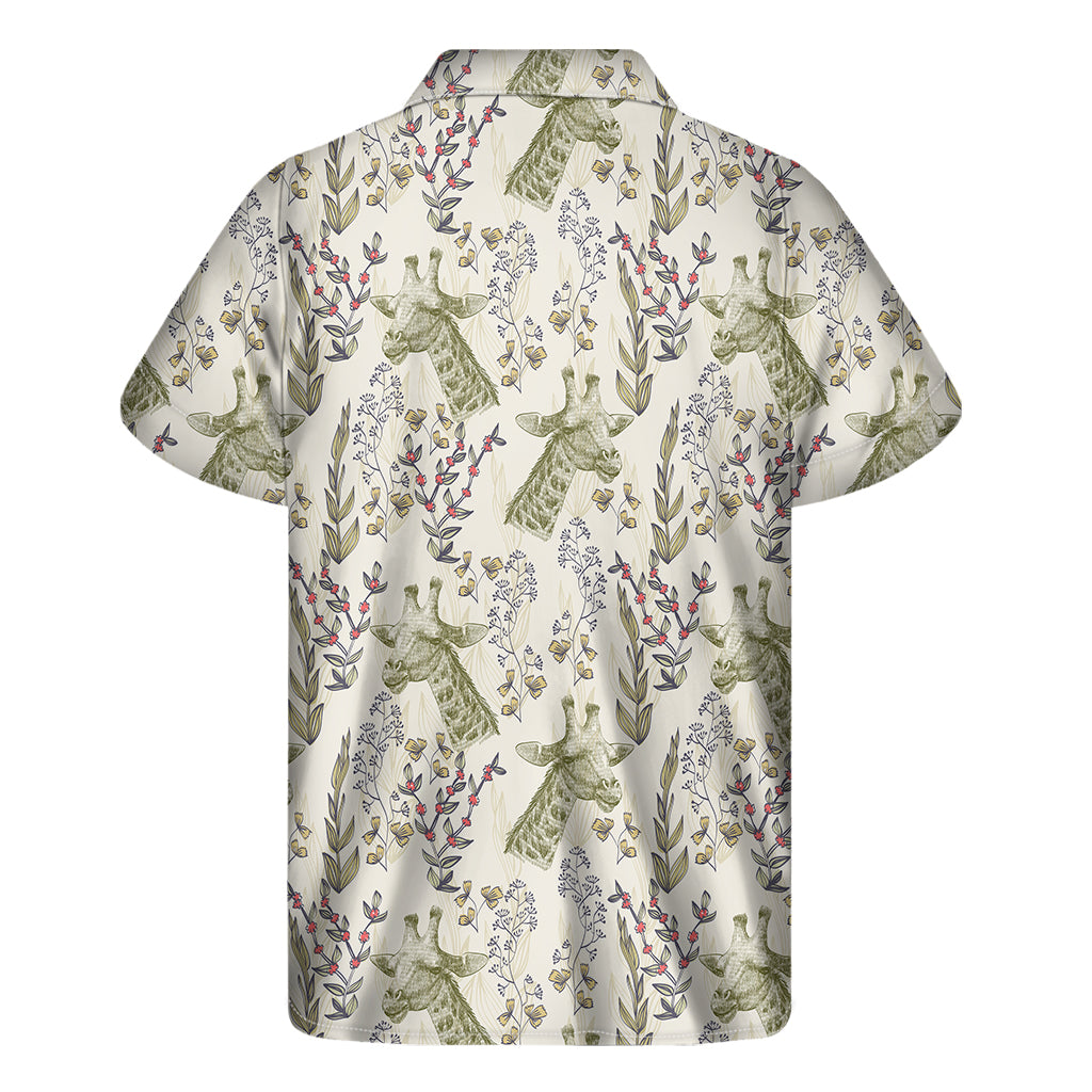 Vintage Giraffe Print Men's Short Sleeve Shirt