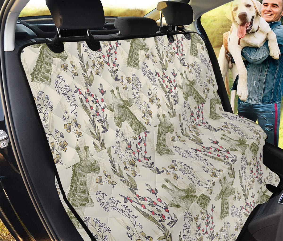 Vintage Giraffe Print Pet Car Back Seat Cover