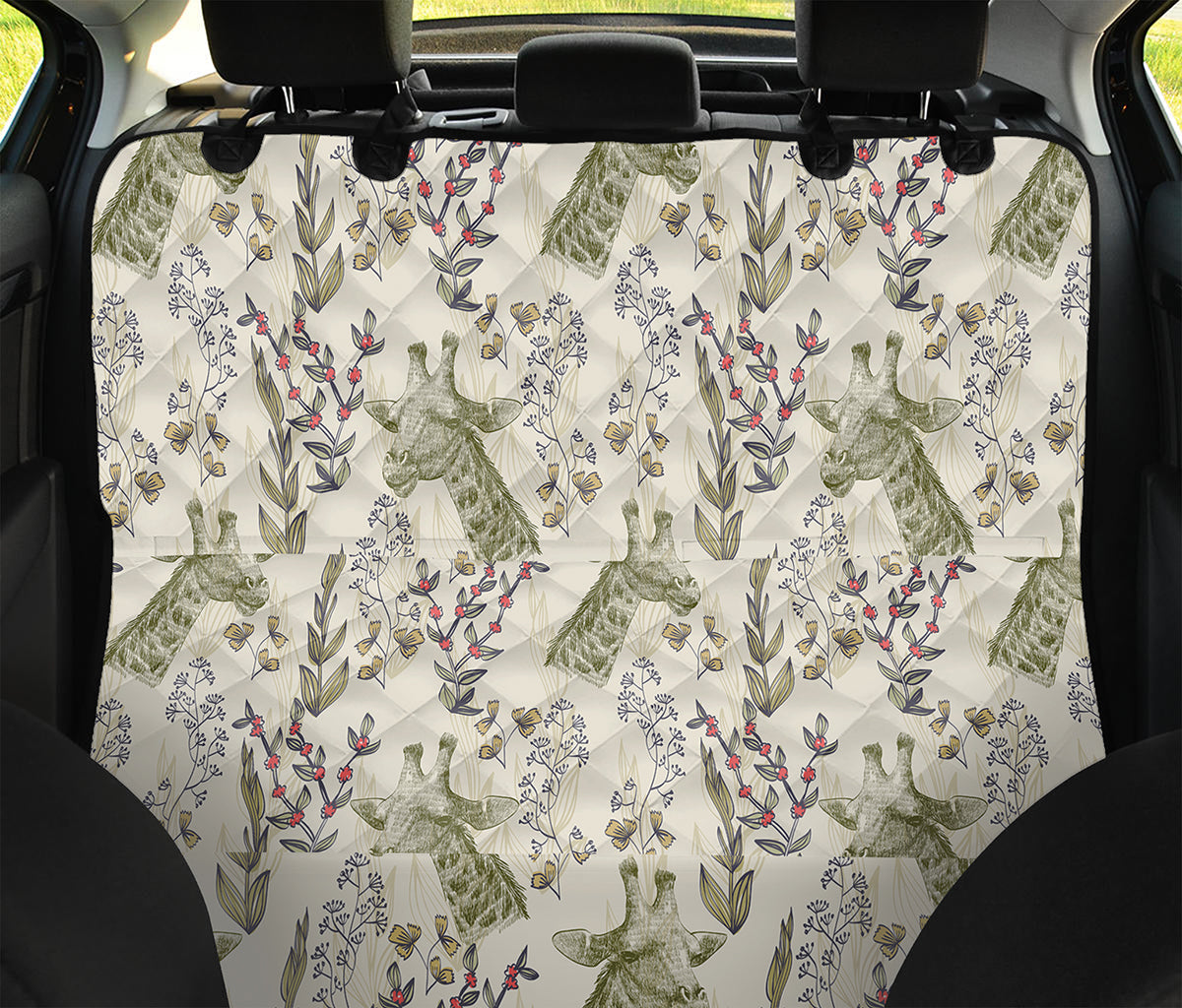 Vintage Giraffe Print Pet Car Back Seat Cover