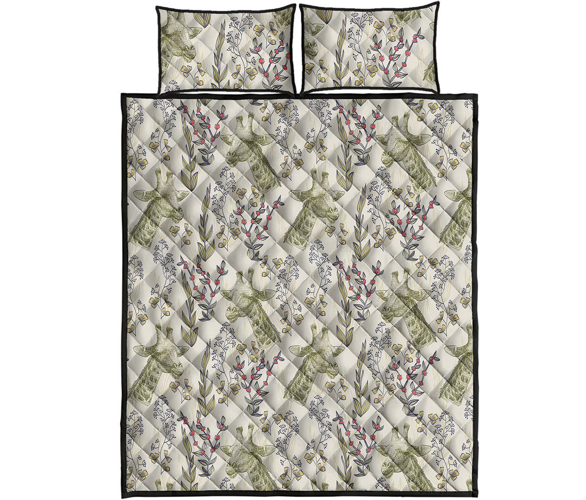 Vintage Giraffe Print Quilt Bed Set