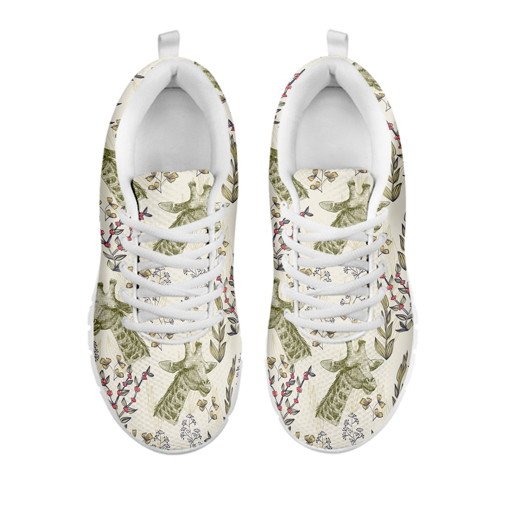 Vintage Giraffe Print White Sneakers