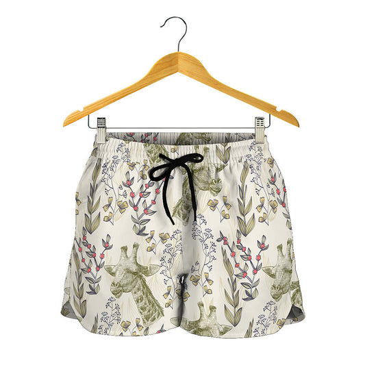 Vintage Giraffe Print Women's Shorts