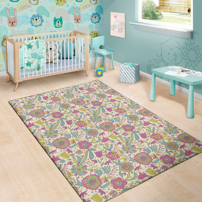 Vintage Girly Floral Print Area Rug