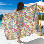 Vintage Girly Floral Print Beach Sarong Wrap