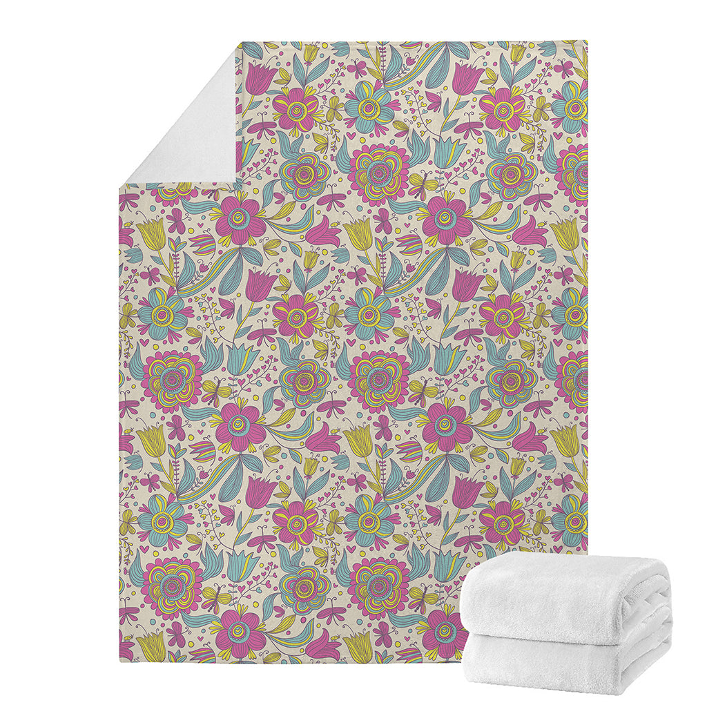 Vintage Girly Floral Print Blanket