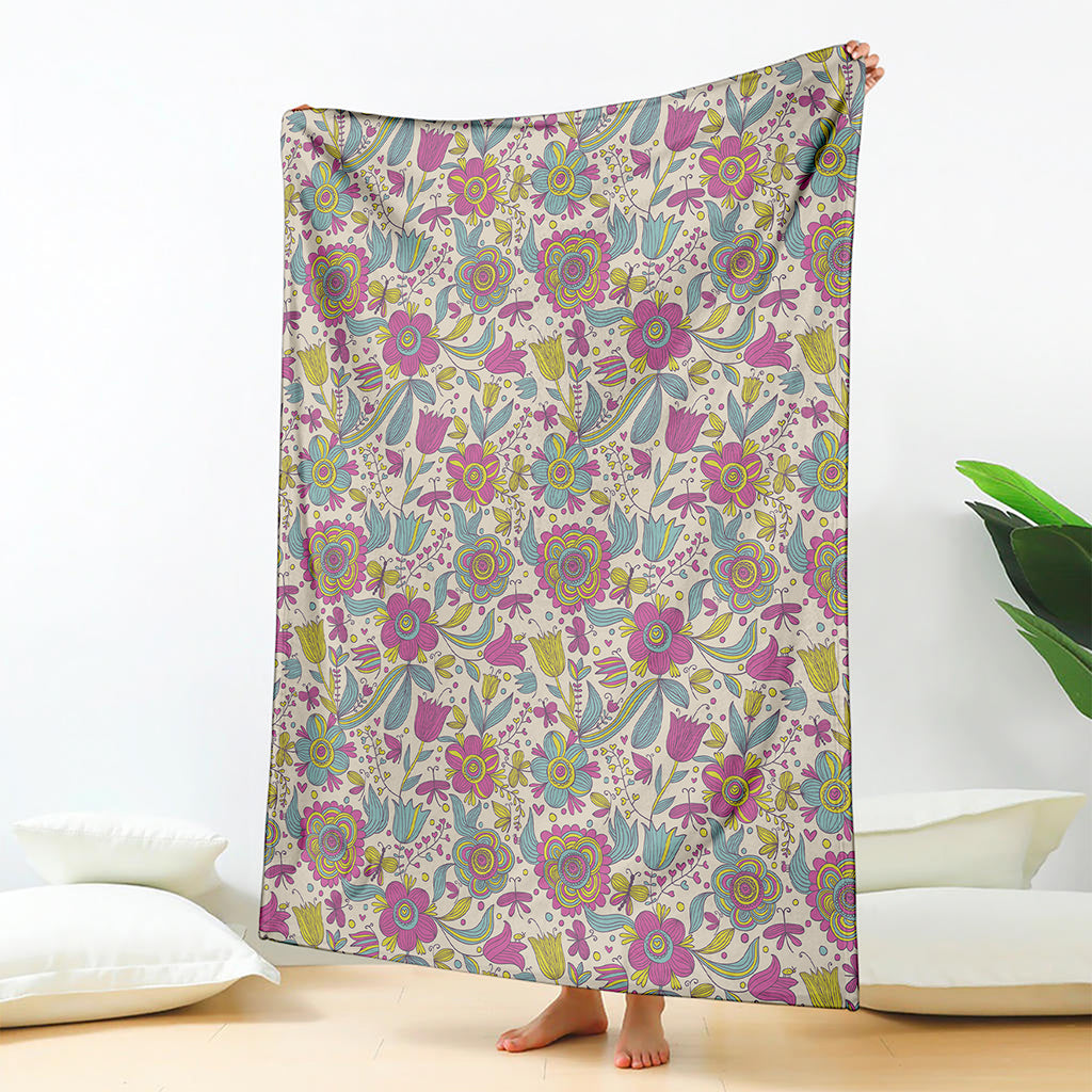 Vintage Girly Floral Print Blanket