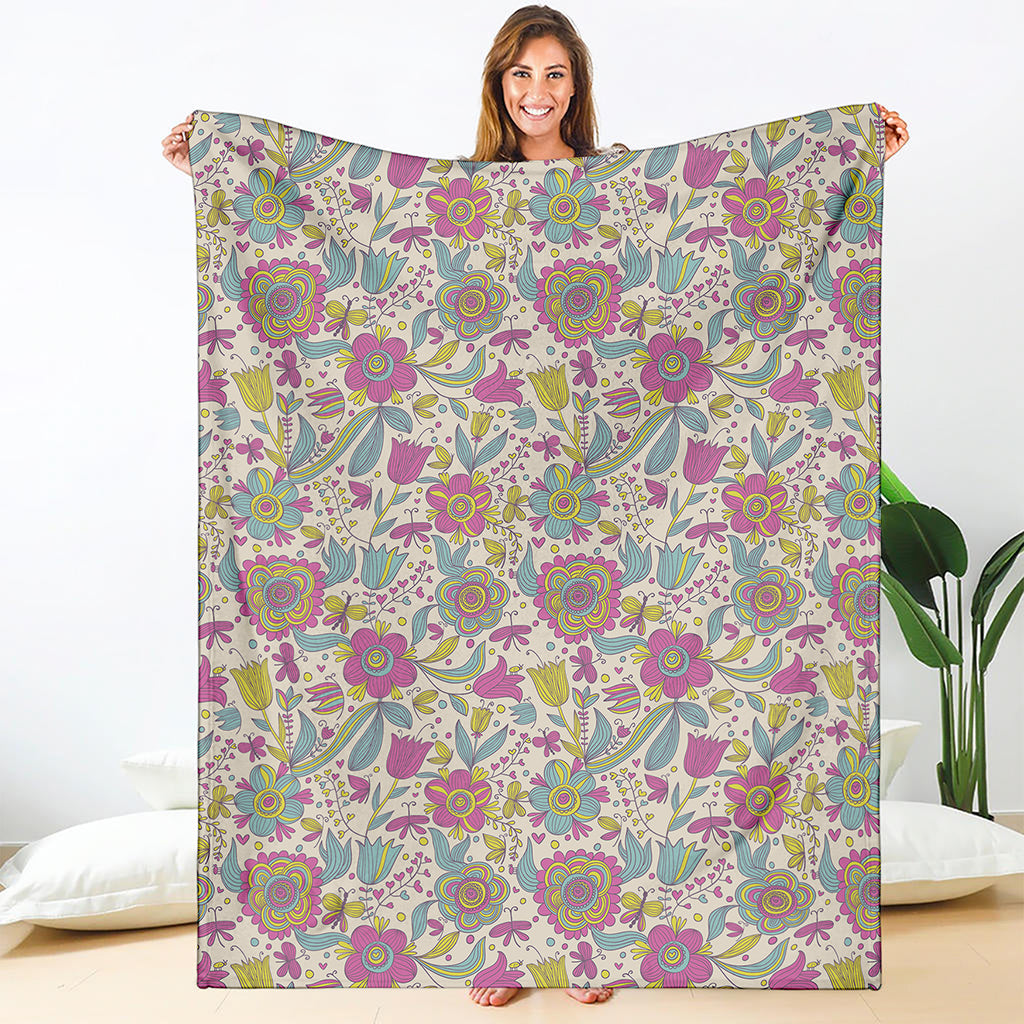 Vintage Girly Floral Print Blanket