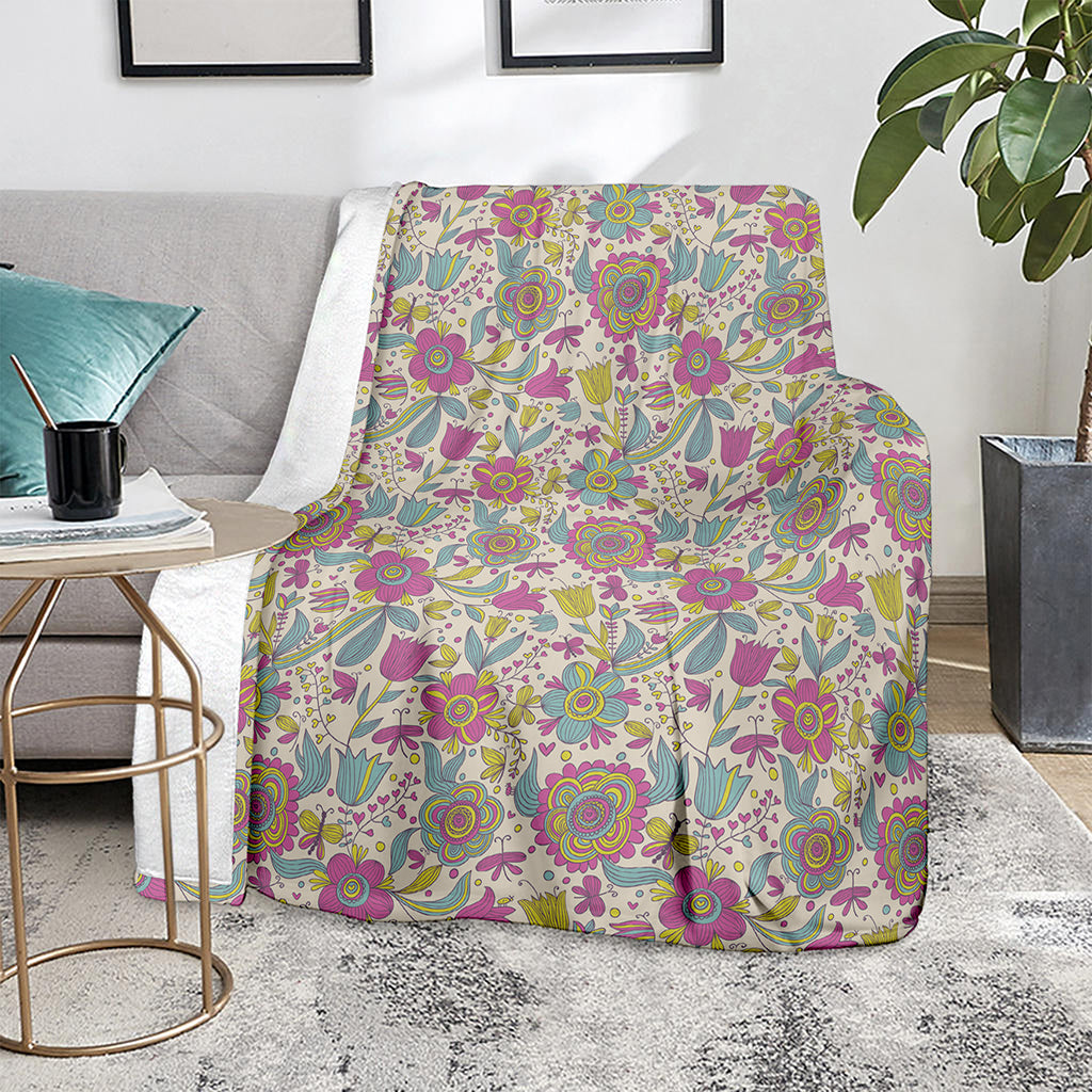 Vintage Girly Floral Print Blanket