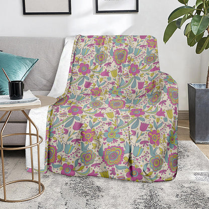 Vintage Girly Floral Print Blanket