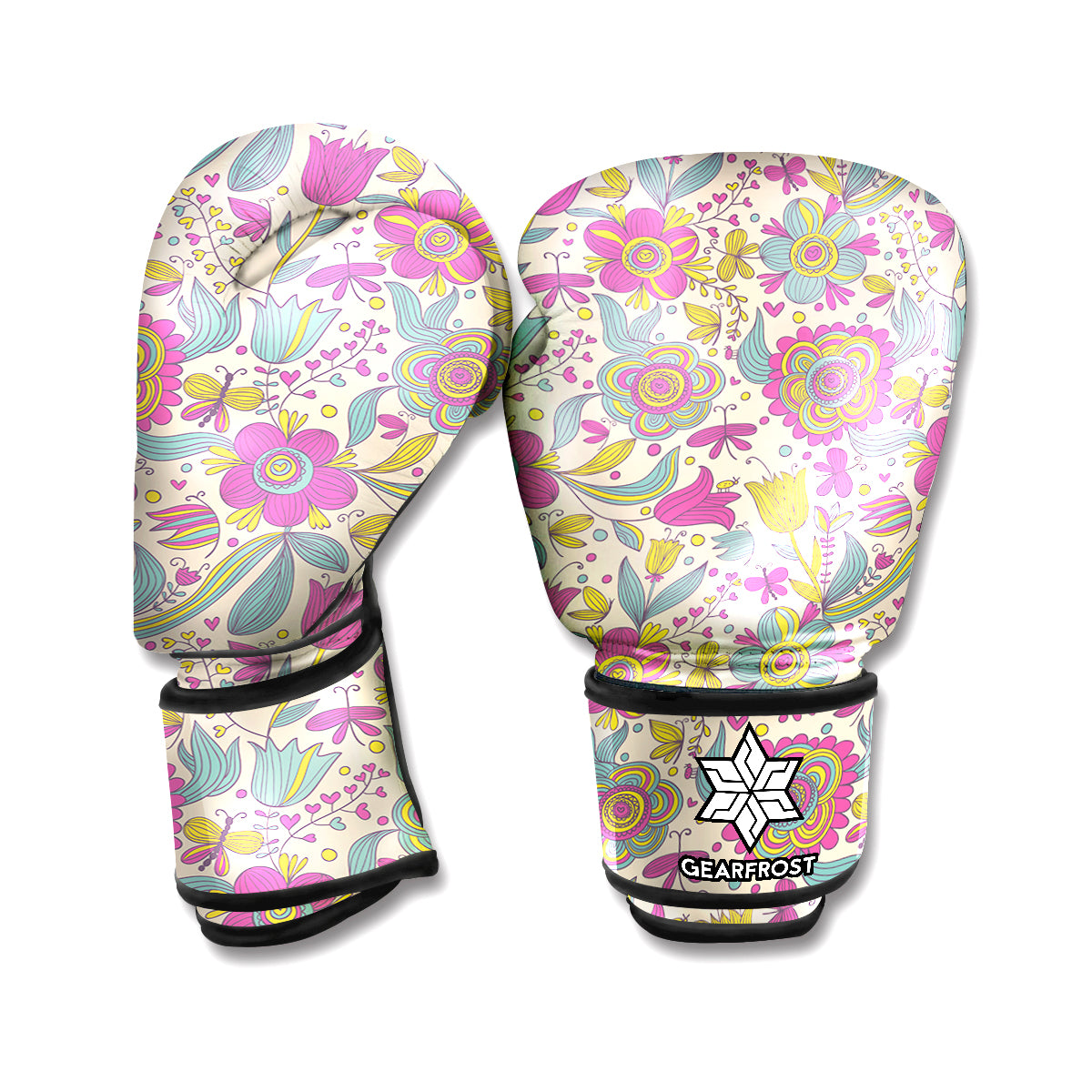 Vintage Girly Floral Print Boxing Gloves