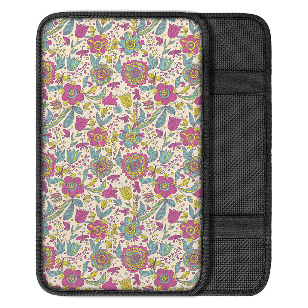 Vintage Girly Floral Print Car Center Console Cover