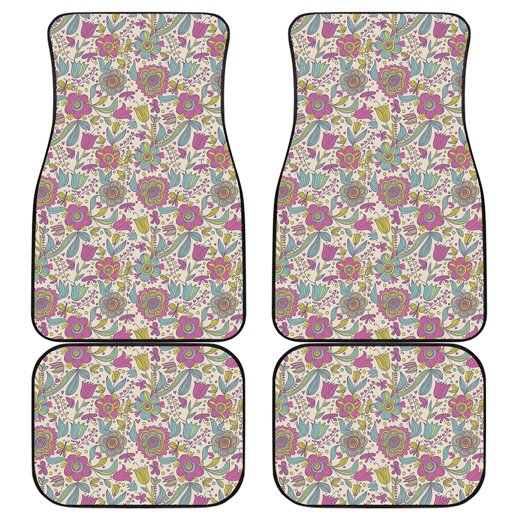 Vintage Girly Floral Print Front and Back Car Floor Mats