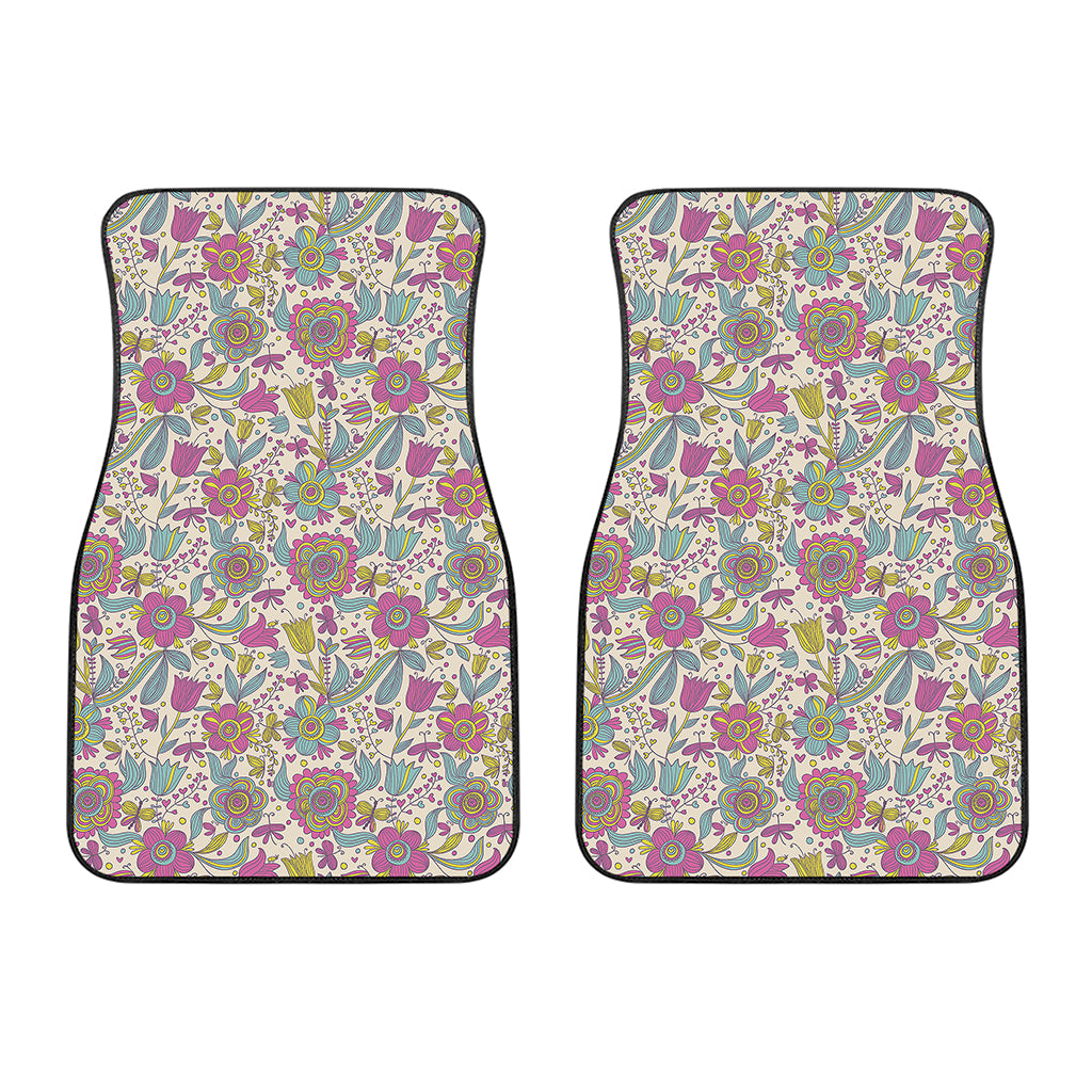 Vintage Girly Floral Print Front Car Floor Mats