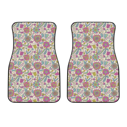Vintage Girly Floral Print Front Car Floor Mats