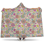Vintage Girly Floral Print Hooded Blanket