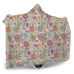 Vintage Girly Floral Print Hooded Blanket