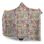 Vintage Girly Floral Print Hooded Blanket