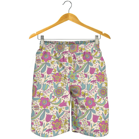 Vintage Girly Floral Print Men's Shorts