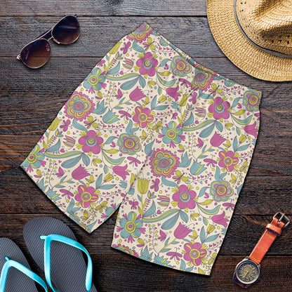 Vintage Girly Floral Print Men's Shorts