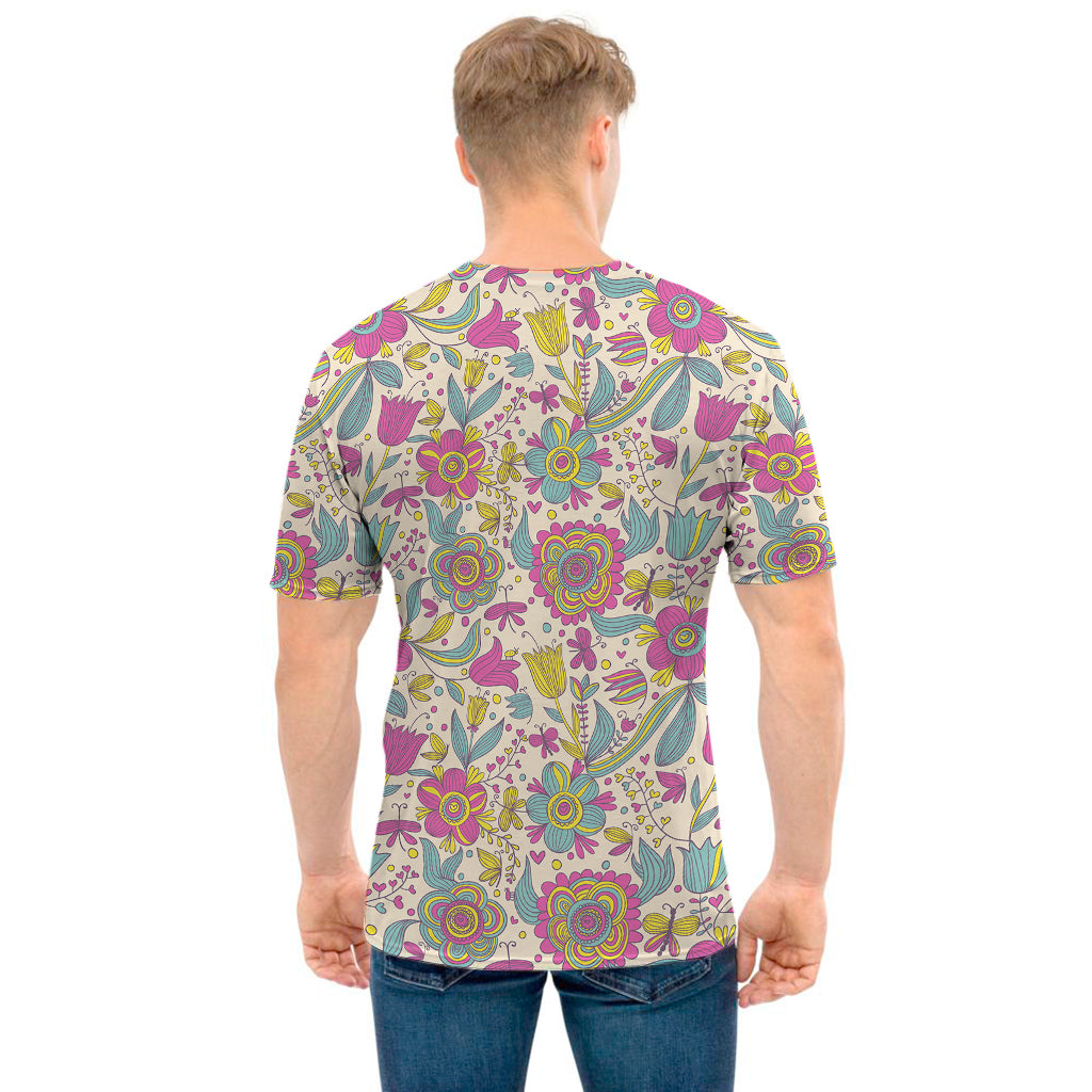 Vintage Girly Floral Print Men's T-Shirt