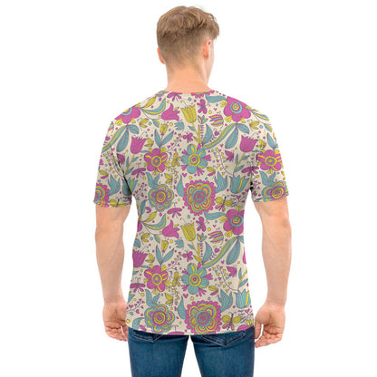 Vintage Girly Floral Print Men's T-Shirt