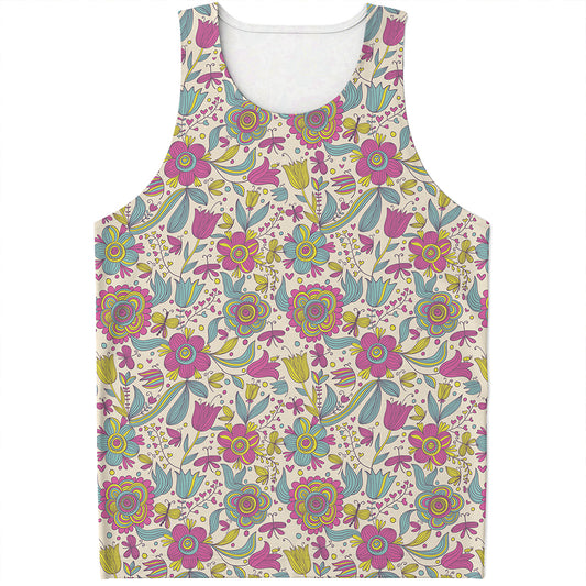Vintage Girly Floral Print Men's Tank Top
