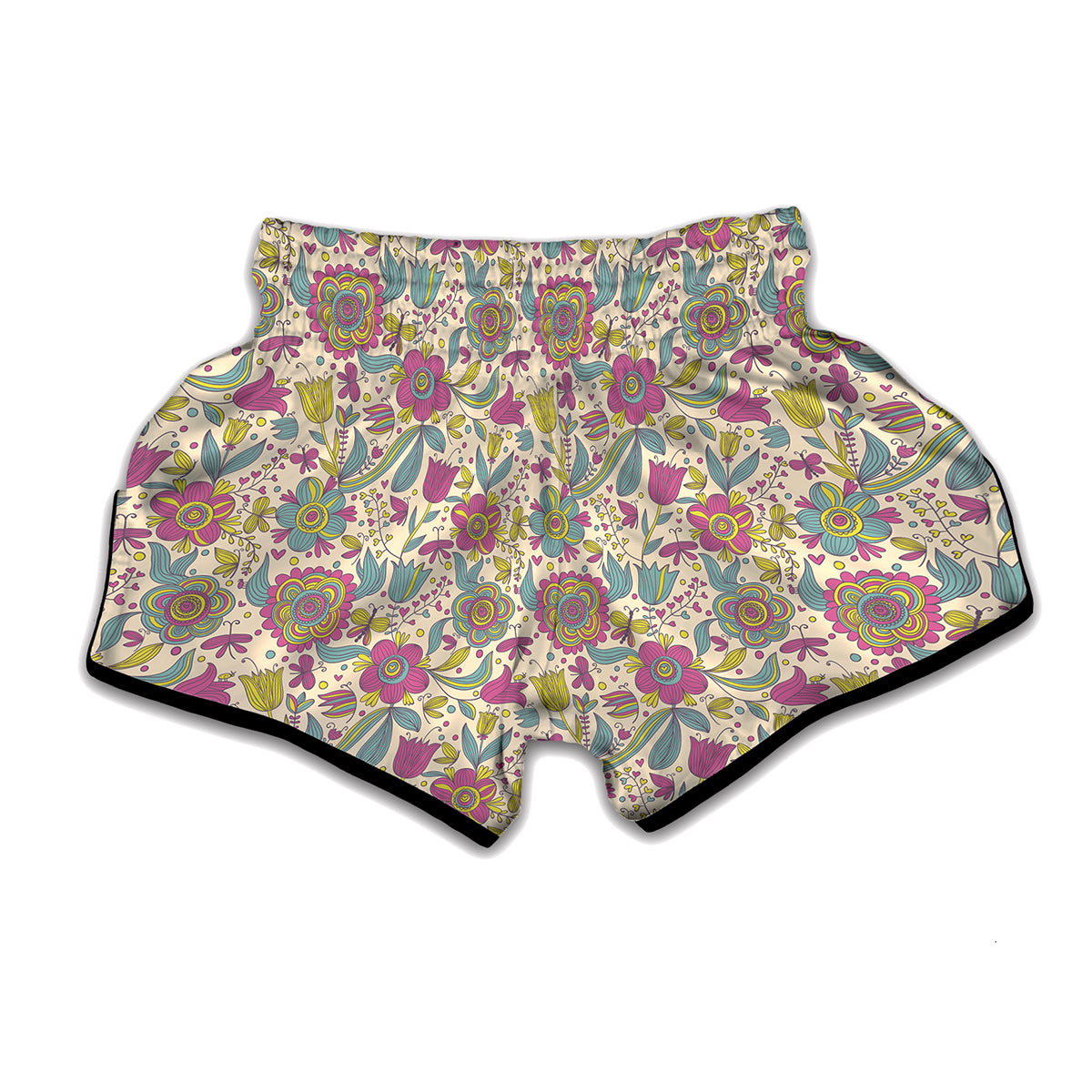Vintage Girly Floral Print Muay Thai Boxing Shorts