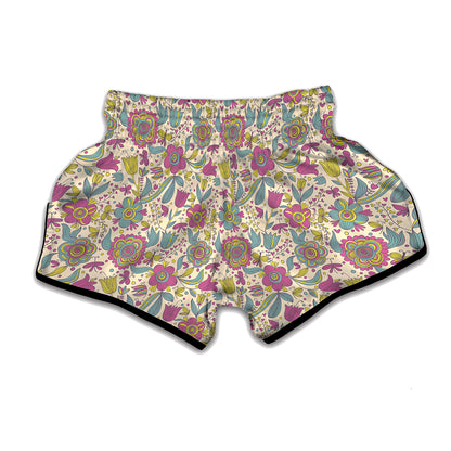 Vintage Girly Floral Print Muay Thai Boxing Shorts