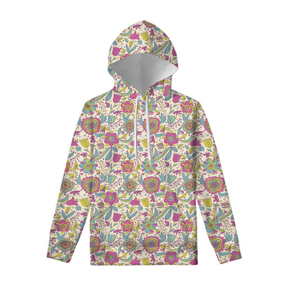 Vintage Girly Floral Print Pullover Hoodie
