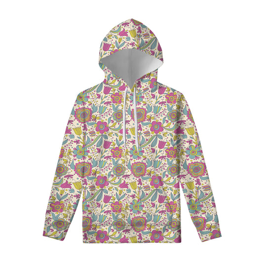 Vintage Girly Floral Print Pullover Hoodie