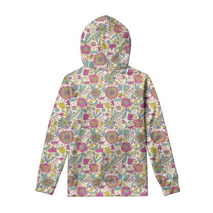 Vintage Girly Floral Print Pullover Hoodie