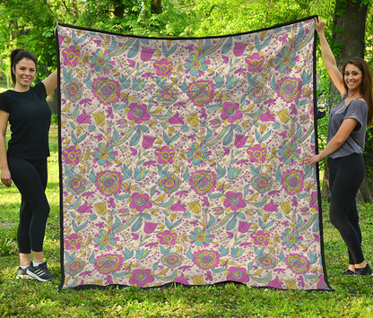 Vintage Girly Floral Print Quilt