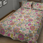 Vintage Girly Floral Print Quilt Bed Set