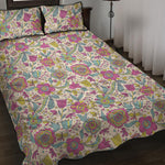 Vintage Girly Floral Print Quilt Bed Set