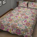 Vintage Girly Floral Print Quilt Bed Set
