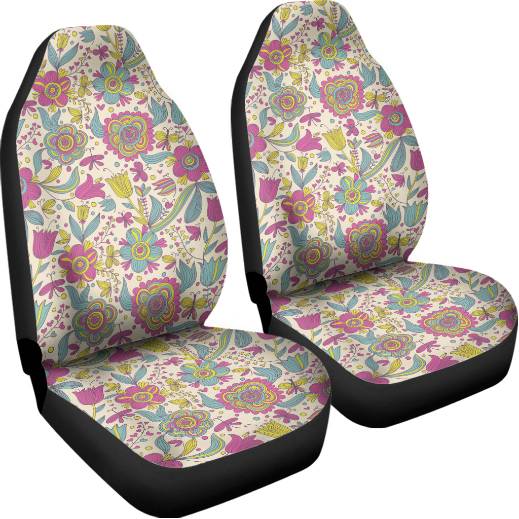 Vintage Girly Floral Print Universal Fit Car Seat Covers