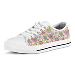 Vintage Girly Floral Print White Low Top Shoes