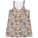 Vintage Girly Floral Print Women's Racerback Tank Top