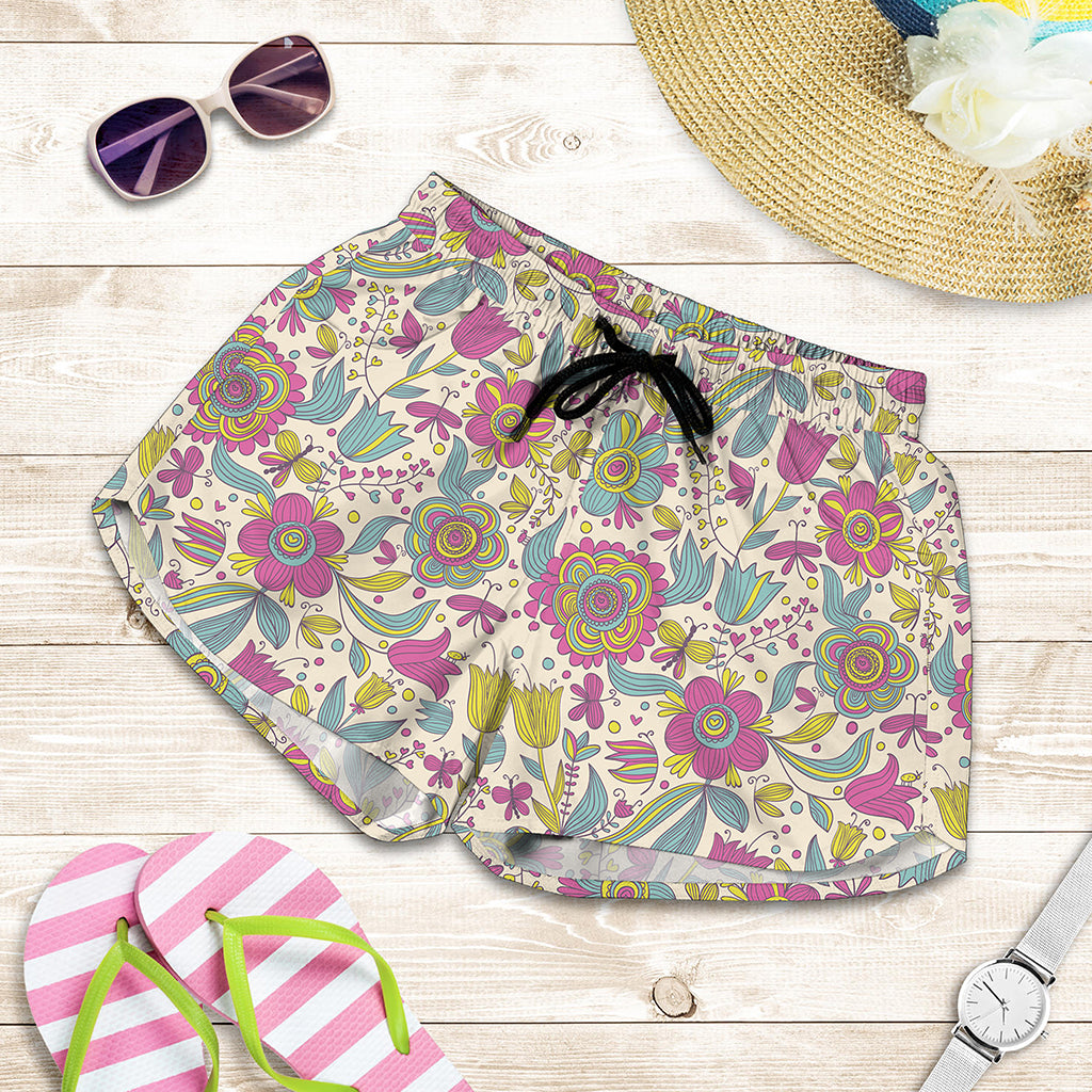 Vintage Girly Floral Print Women's Shorts
