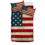 Vintage Grunge American Flag Patriotic Duvet Cover Bedding Set GearFrost