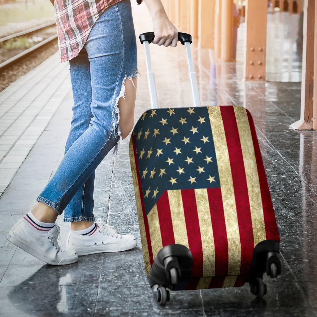 Vintage Grunge American Flag Patriotic Luggage Cover GearFrost