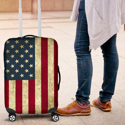 Vintage Grunge American Flag Patriotic Luggage Cover GearFrost
