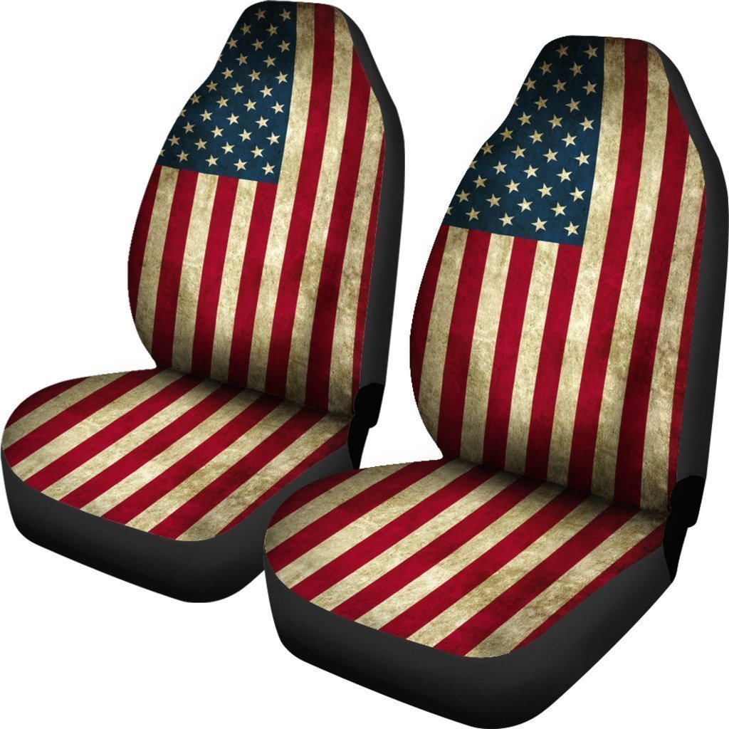 Vintage Grunge American Flag Patriotic Universal Fit Car Seat Covers GearFrost