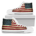 Vintage Grunge American Flag Patriotic White High Top Sneakers